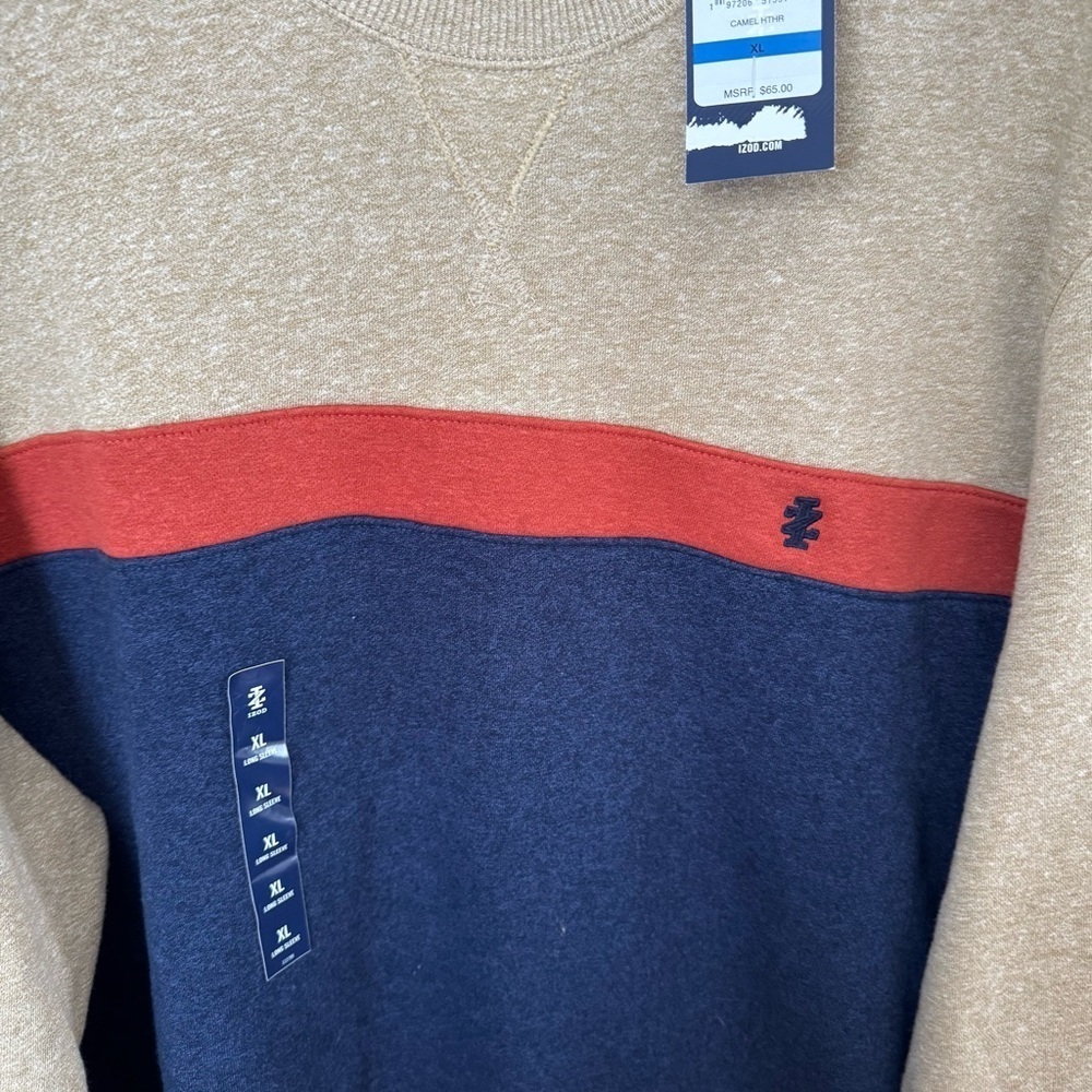 NWT- IZOD Advantage Performance quarter zip fleece sweater Sz XL Heathered Camel - Picture 5 of 8
